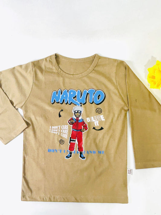 4Yrs - 8Yrs Narto Brown Full Sleeve T-Shirt For Boys BTS117