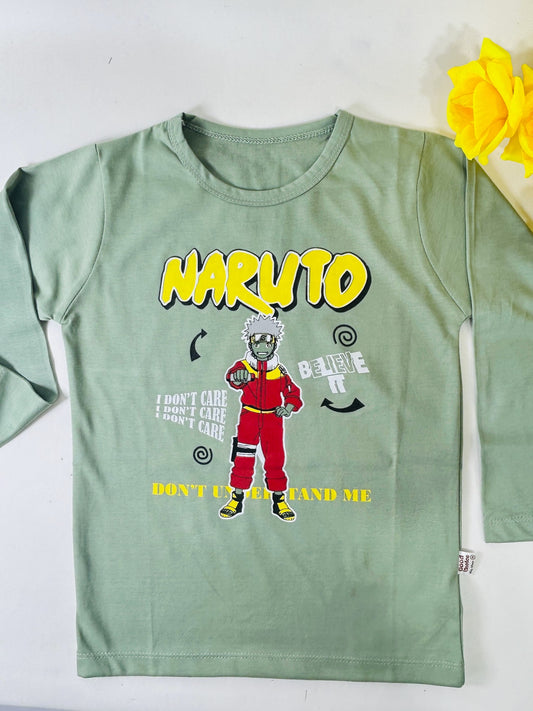 4Yrs - 8Yrs Narto Green Full Sleeve T-Shirt For Boys BTS119