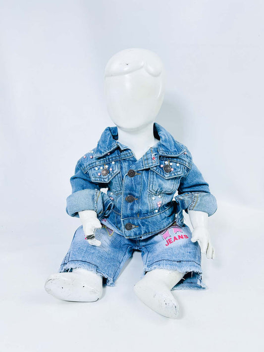 6Mth- 8Yrs Faded Light Blue Denim Jacket For Girls KJ41
