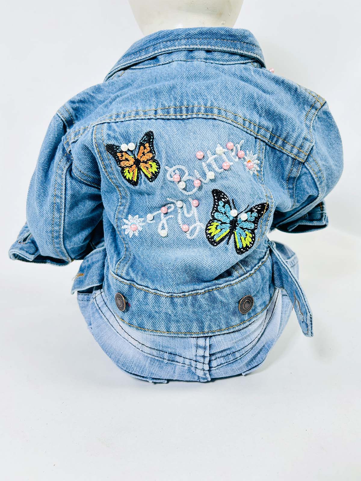 6Mth- 8Yrs Faded Light Blue Denim Jacket For Girls KJ41