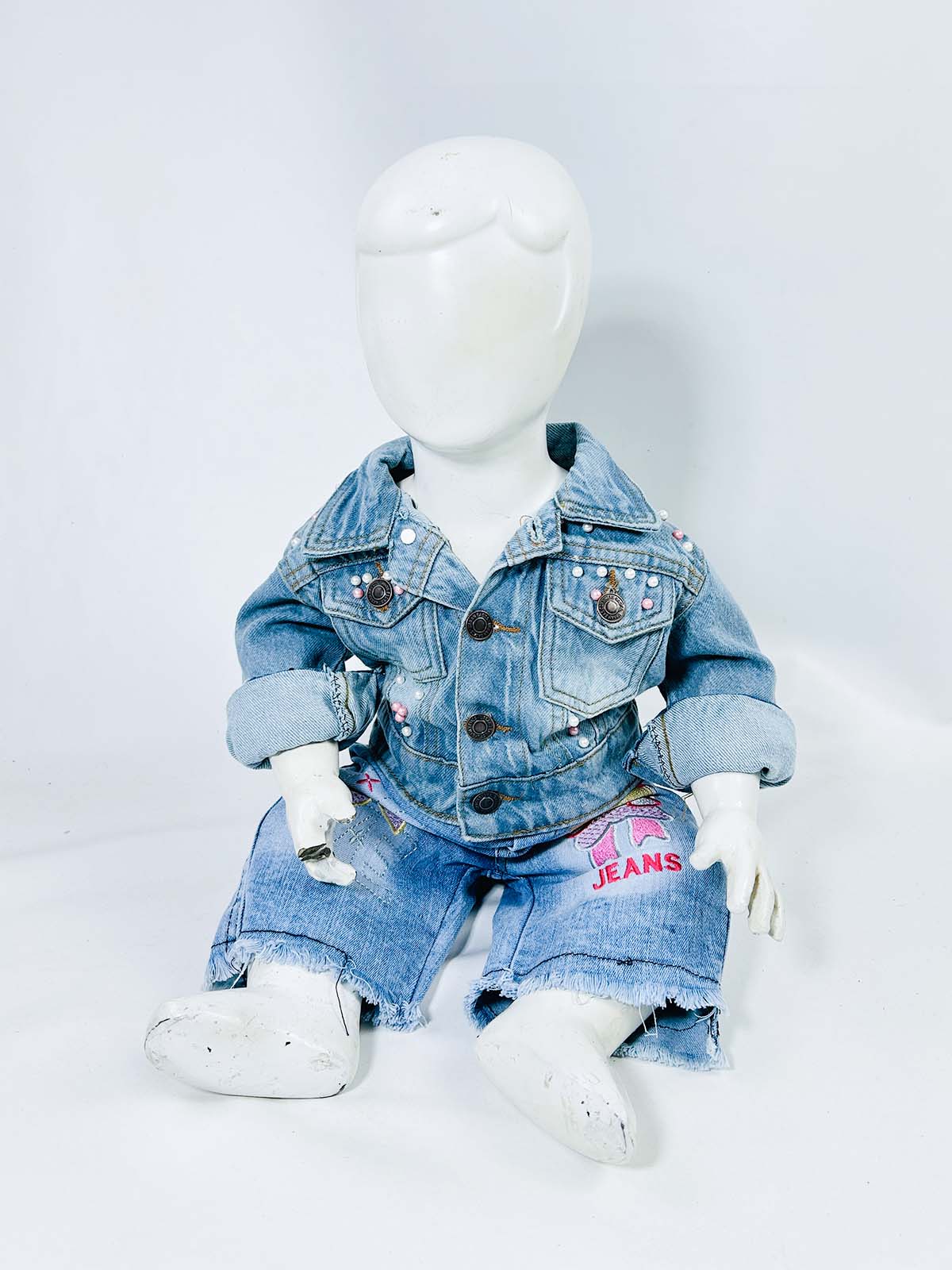 6Mth- 8Yrs Faded Ice Blue Denim Jacket For Girls KJ42