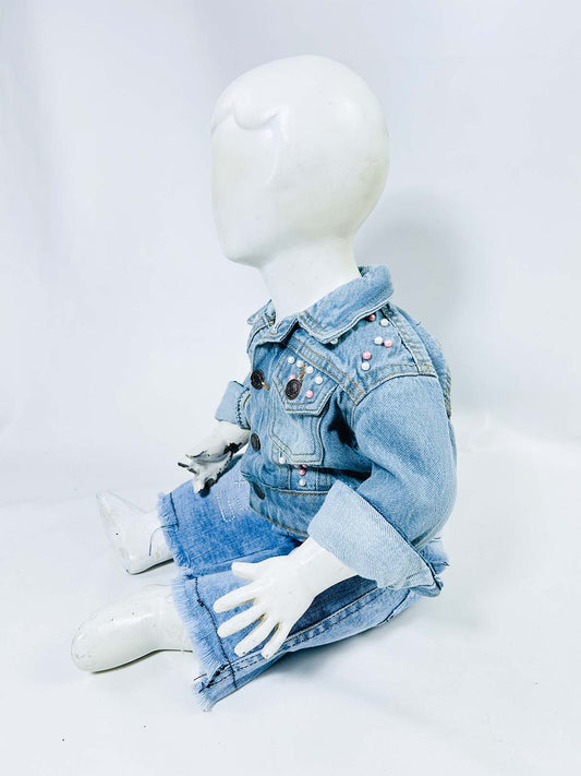 6Mth- 8Yrs Faded Ice Blue Denim Jacket For Girls KJ42