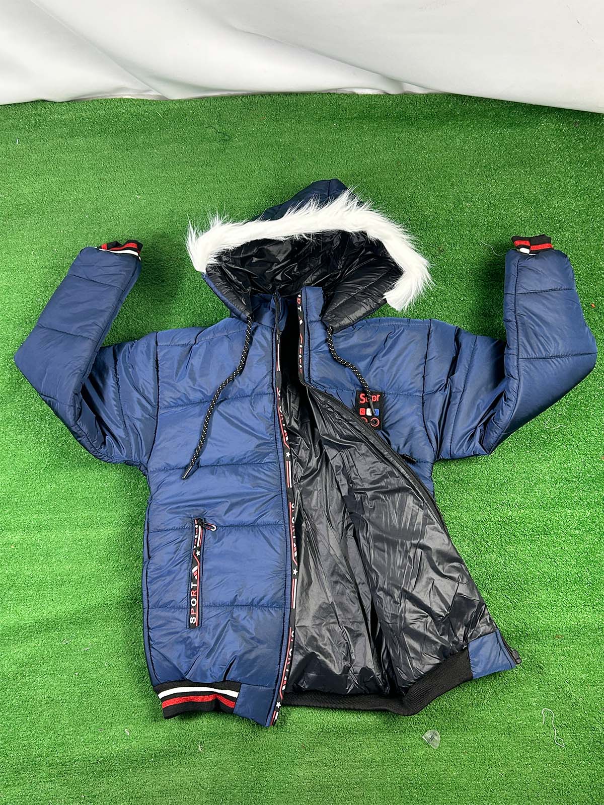 10Yrs - 14Yrs Blue Hooded Puffer Jacket For Kids KJ55