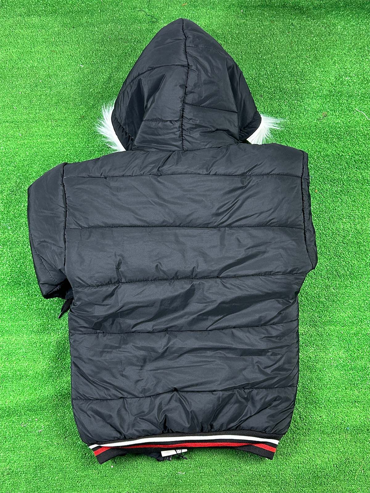 10Yrs - 14Yrs Black Hooded Puffer Jacket For Kids KJ56