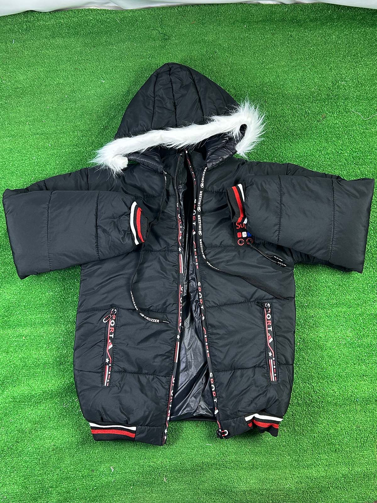 10Yrs - 14Yrs Black Hooded Puffer Jacket For Kids KJ56