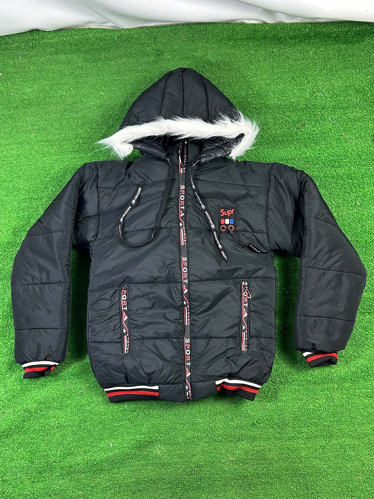 10Yrs - 14Yrs Black Hooded Puffer Jacket For Kids KJ56