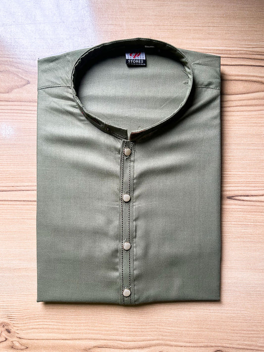Light Green Plain Sherwani Collar Kurta for Men MK50