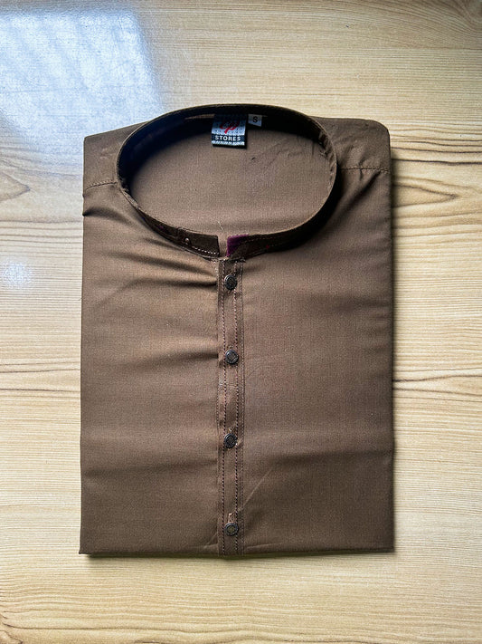 Brown Plain Sherwani Collar Kurta for Men MK53