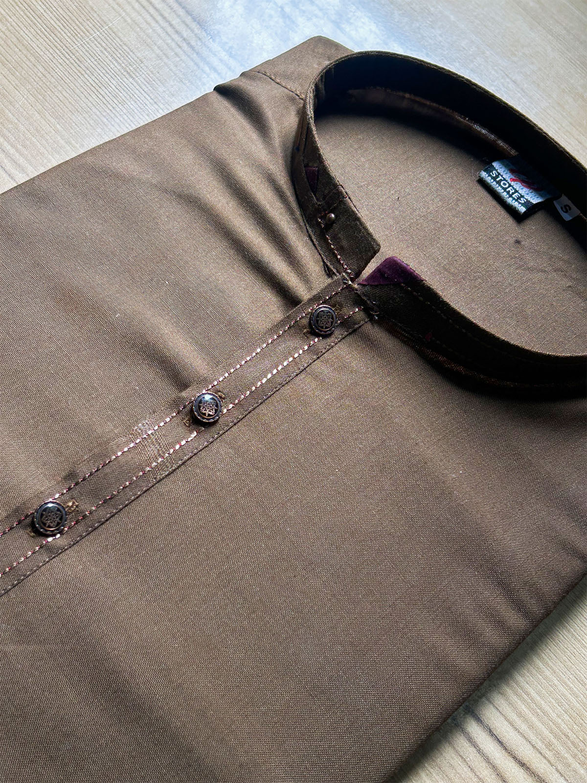 Brown Plain Sherwani Collar Kurta for Men MK53