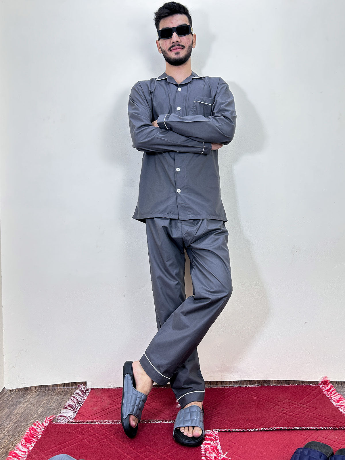 Dark Grey Night Suit For Men MNS20