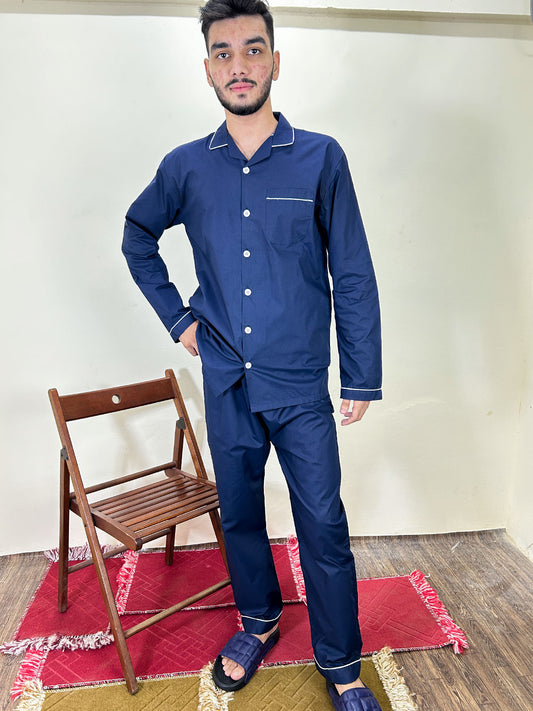 Navy Blue Night Suit For Men MNS22