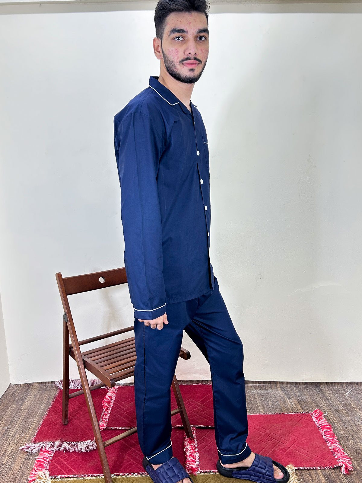 Navy Blue Night Suit For Men MNS22