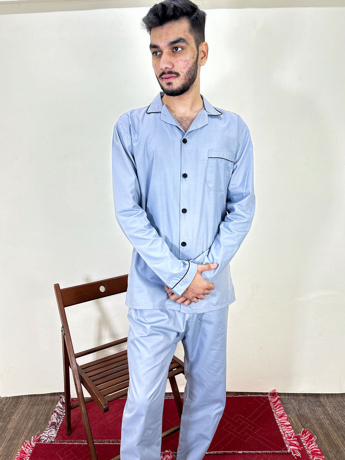 Steel Grey Night Suit For Men MNS16