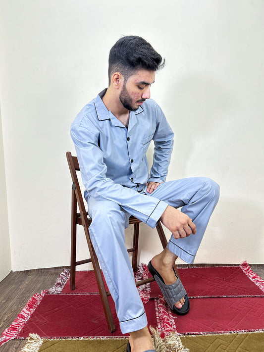 Steel Grey Night Suit For Men MNS16