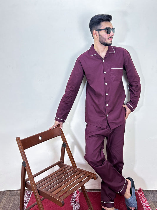 Maroon Night Suit For Men MNS17