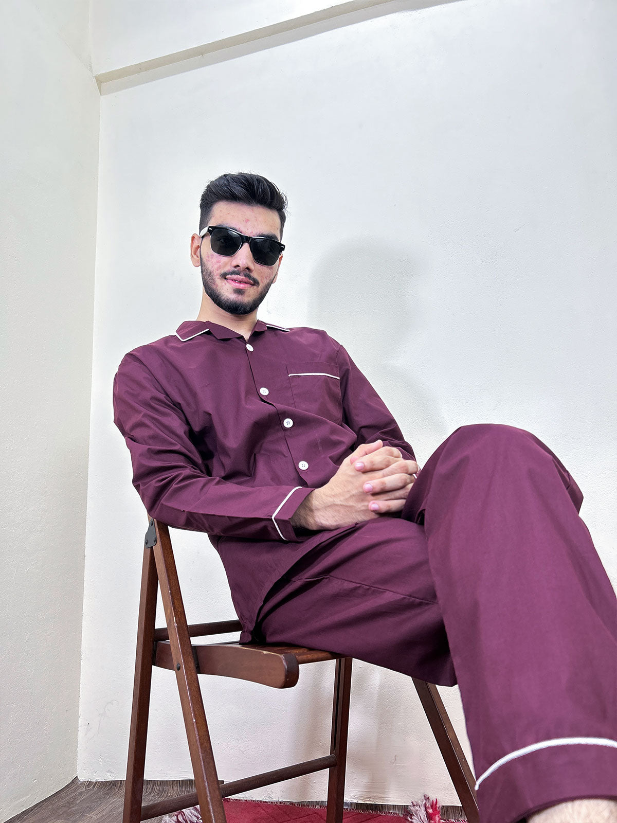 Maroon Night Suit For Men MNS17