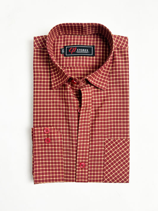 Red Checks Formal Dress Shirt For Men MFS243