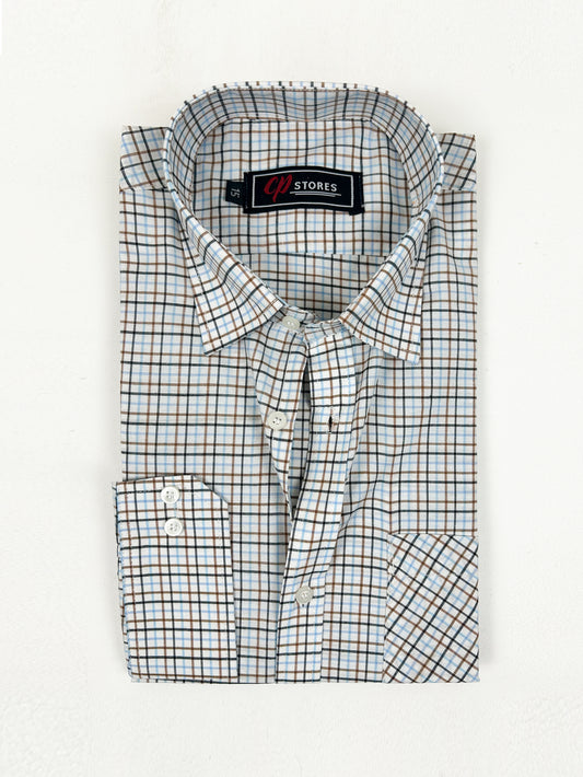Blue Checks Formal Dress Shirt For Men MFS246