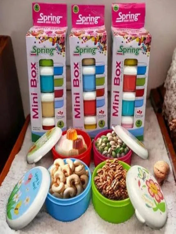 Pack of 4 Mini Food Storage Box Multicolor