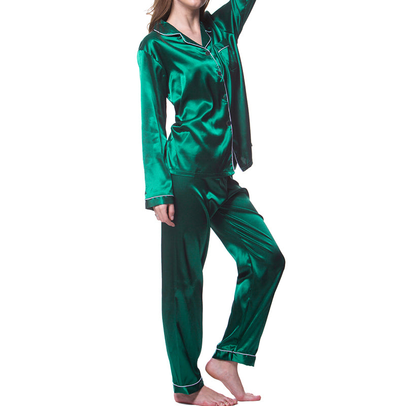 Sea Green Plain Silk Night Suit For Women/Girls WNS38