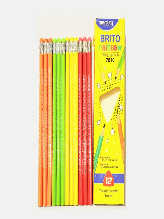 Brito Rainbow Pack of 12 Triangle Graphite Pencils PB111