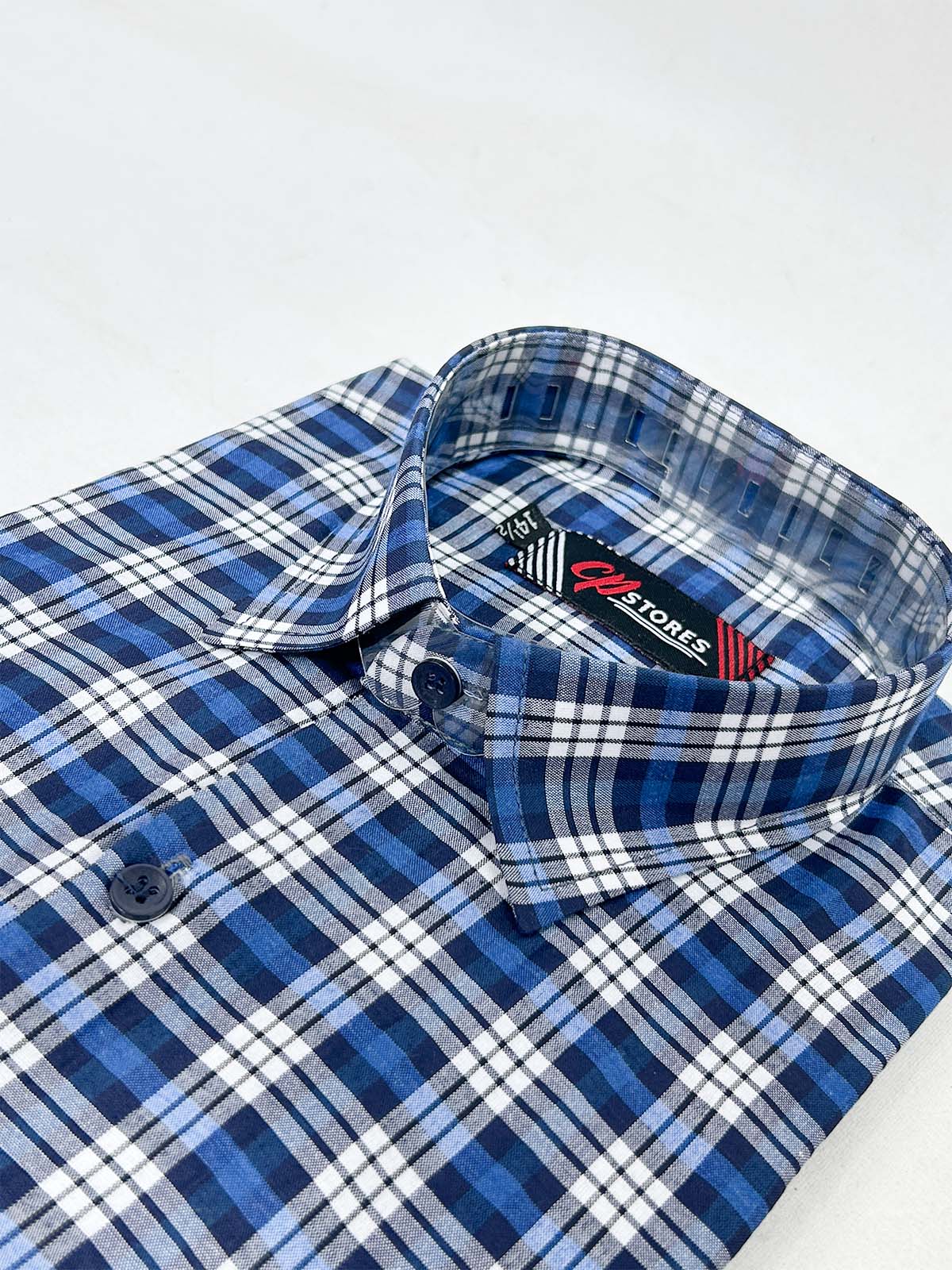 Blue Checks Formal Dress Shirt For Men MFS377