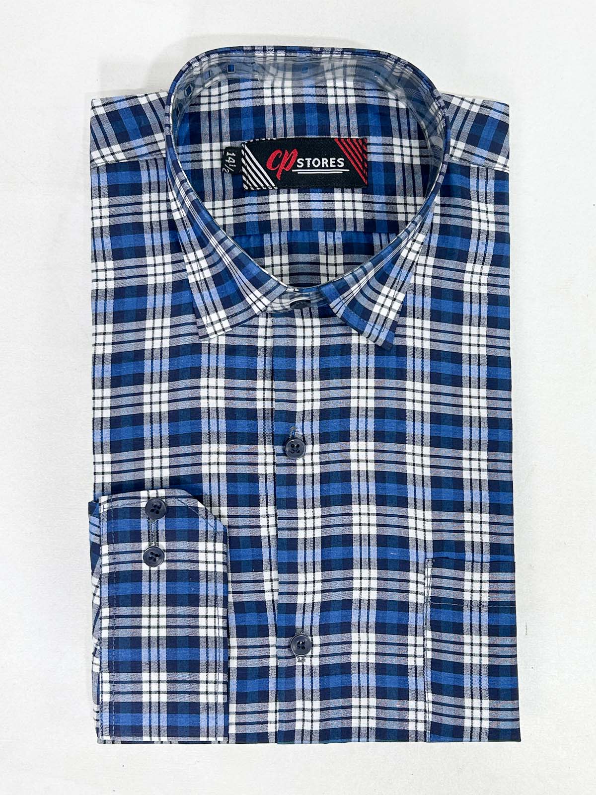 Blue Checks Formal Dress Shirt For Men MFS377