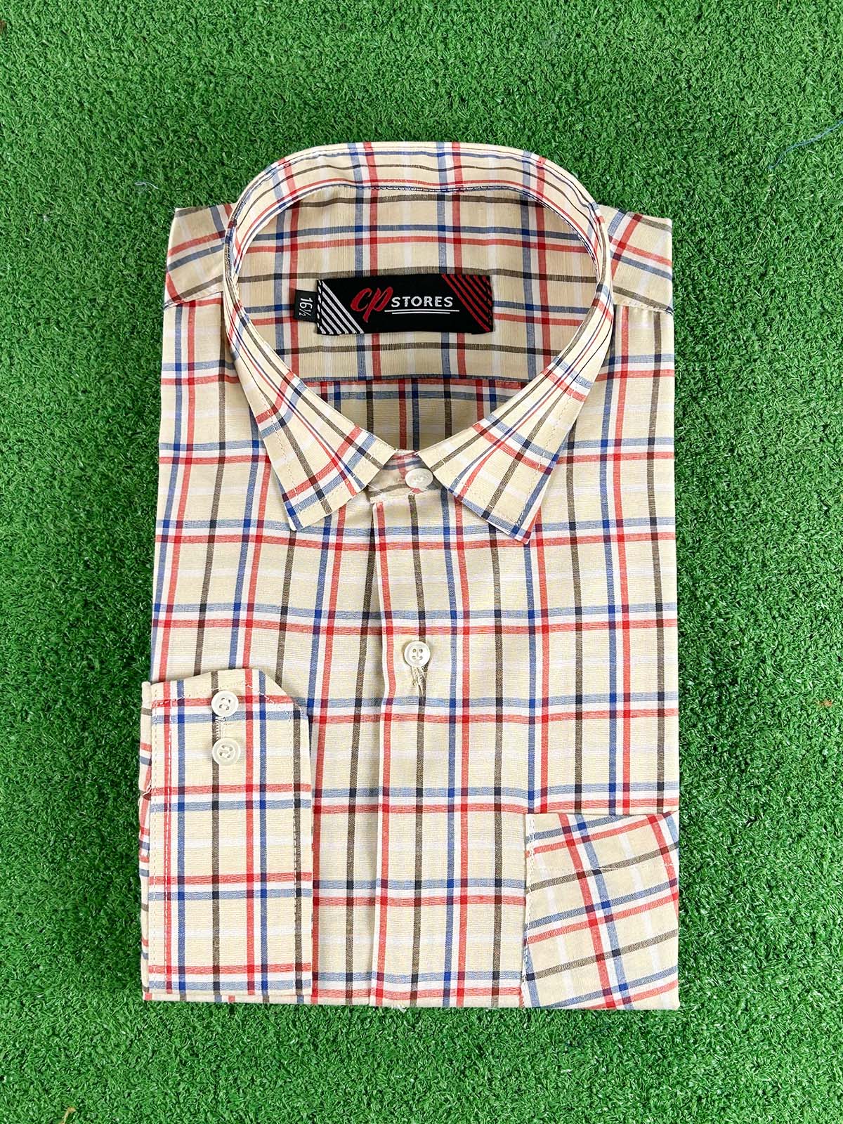 Drak Fawn Checks Formal Dress Shirt For Men MFS396