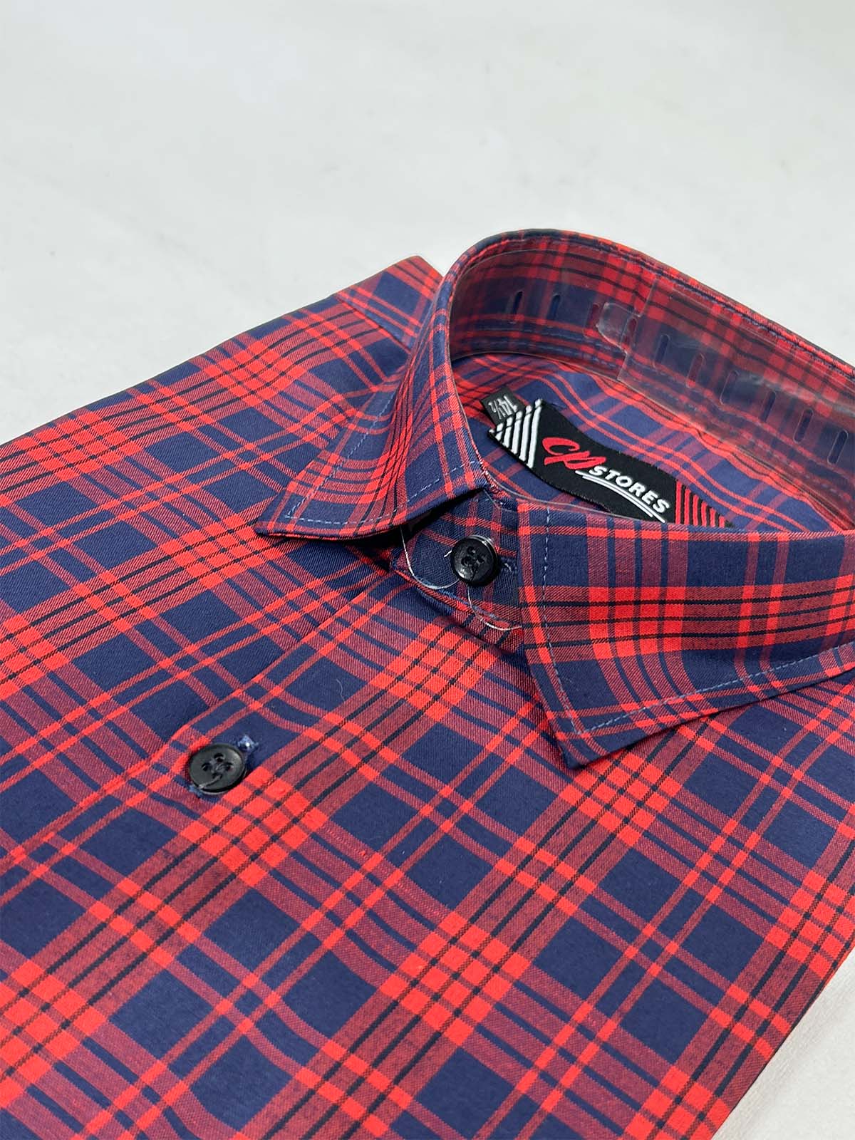 Red Checks Formal Dress Shirt For Men MFS378