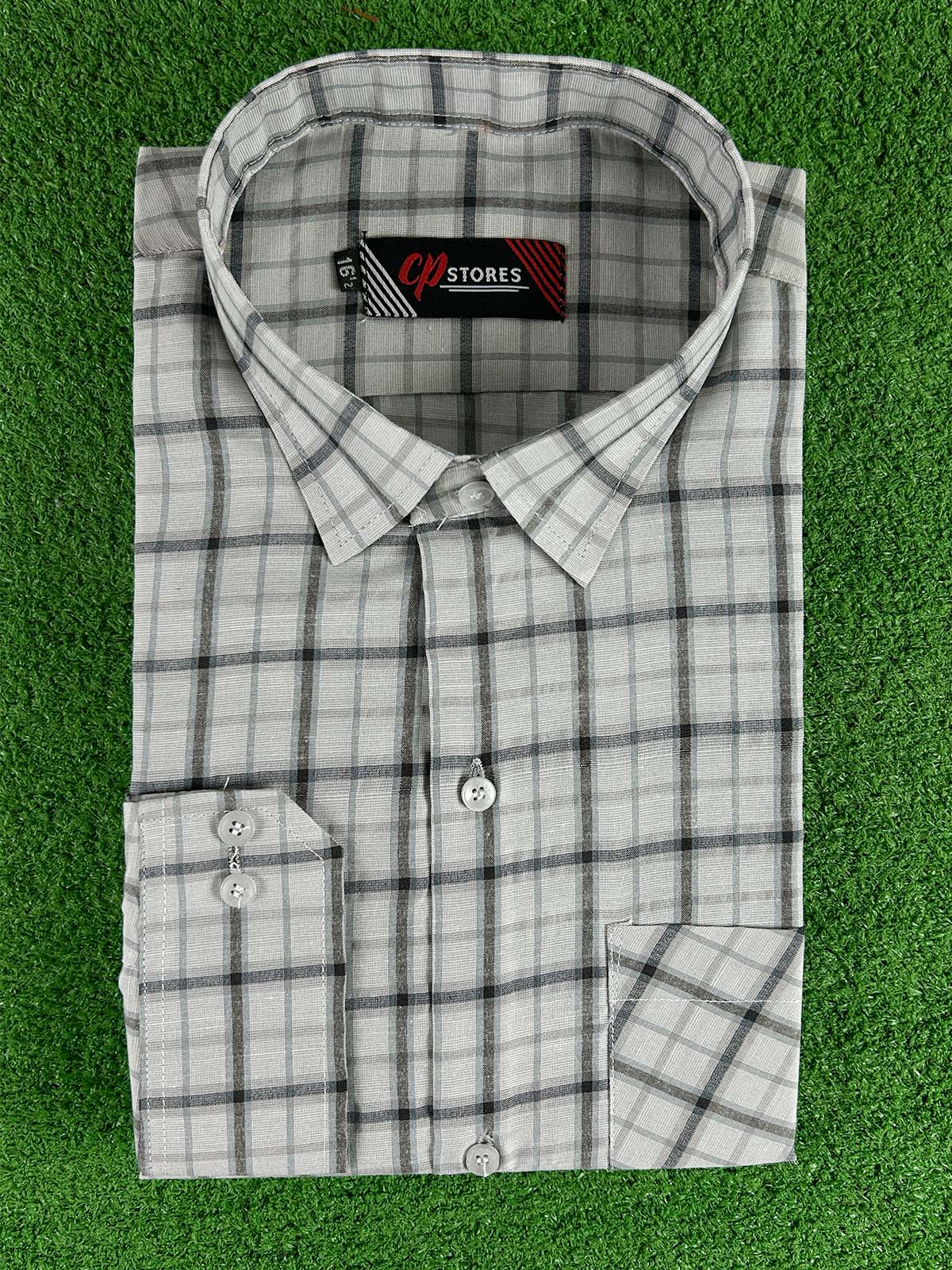 Grey Checks Formal Dress Shirt For Men MFS395
