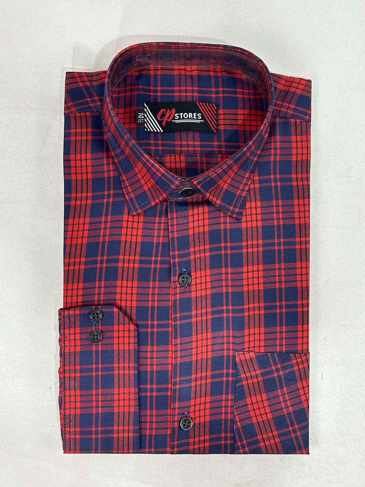 Red Checks Formal Dress Shirt For Men MFS378