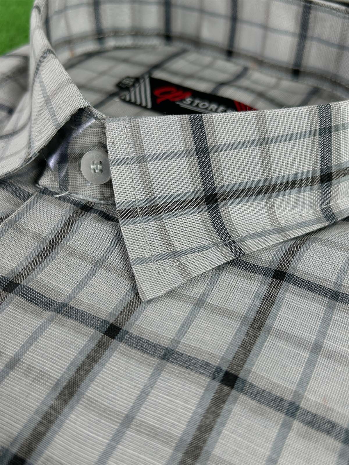Grey Checks Formal Dress Shirt For Men MFS395