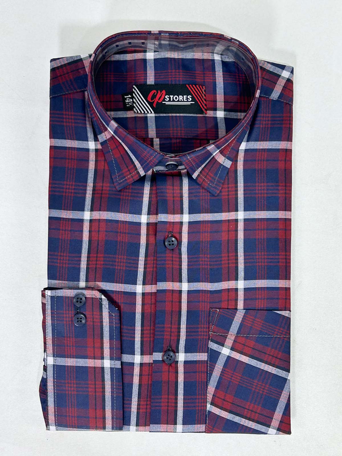 R Blue Checks Formal Dress Shirt For Men MFS379