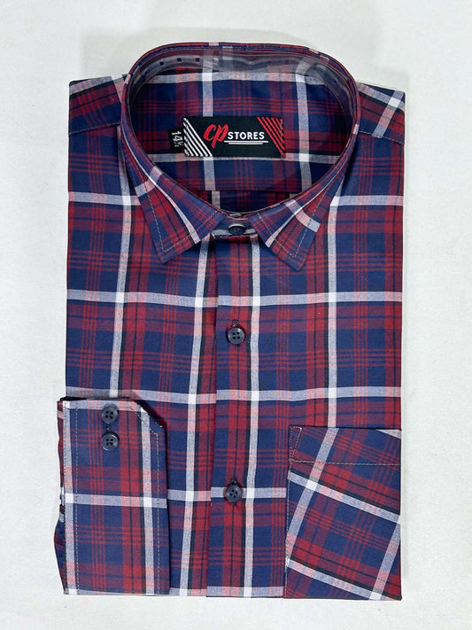 R Blue Checks Formal Dress Shirt For Men MFS379
