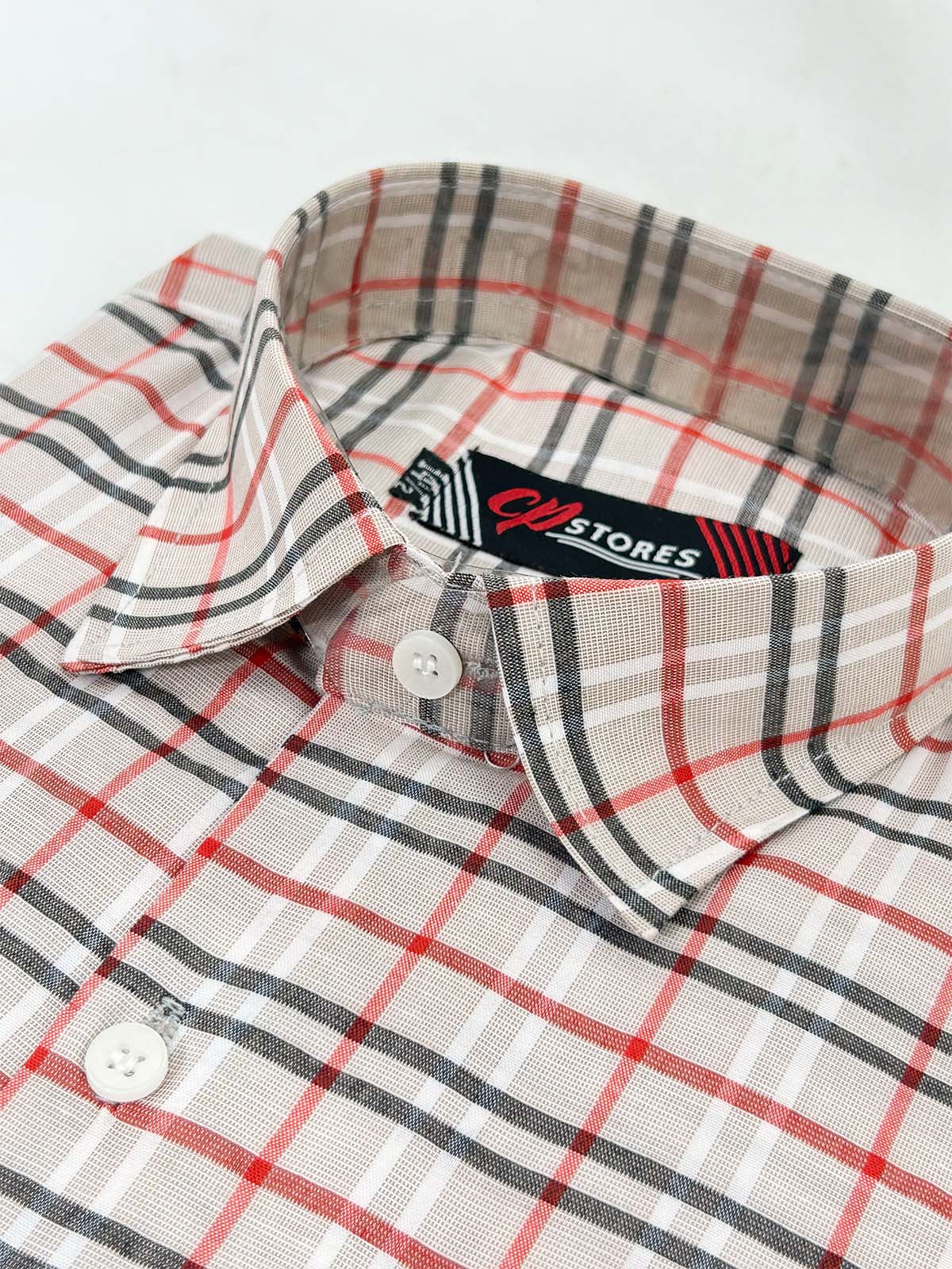 Beige Checks Formal Dress Shirt For Men MFS380