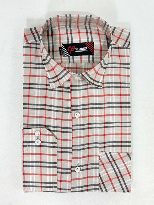Beige Checks Formal Dress Shirt For Men MFS380