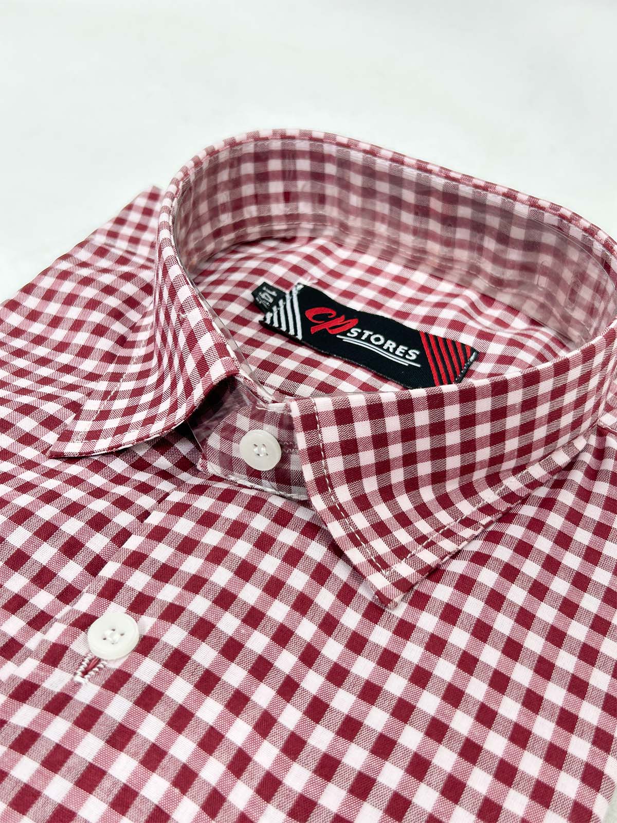 Red Checks Formal Dress Shirt For Men MFS381