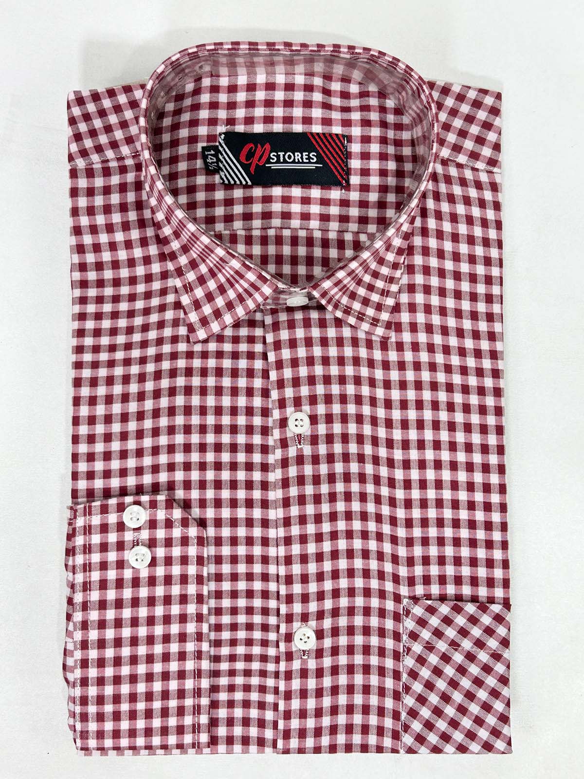 Red Checks Formal Dress Shirt For Men MFS381