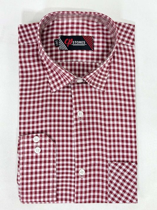 Red Checks Formal Dress Shirt For Men MFS381