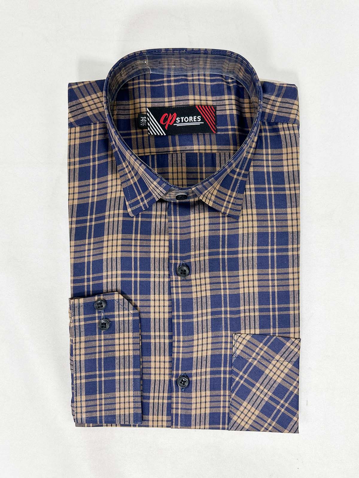 B Brown Checks Formal Dress Shirt For Men MFS382