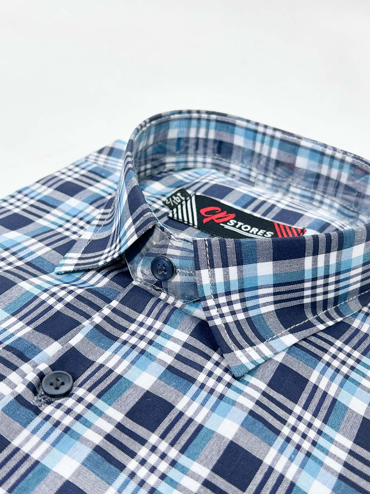Blue Checks Formal Dress Shirt For Men MFS383