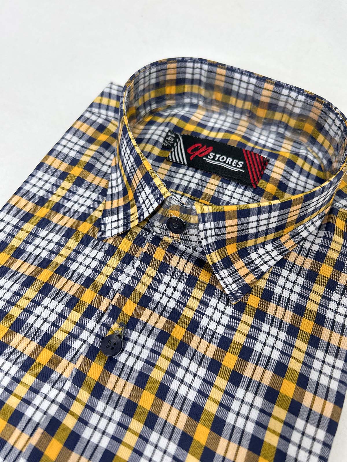 Yellow Checks Formal Dress Shirt For Men MFS384