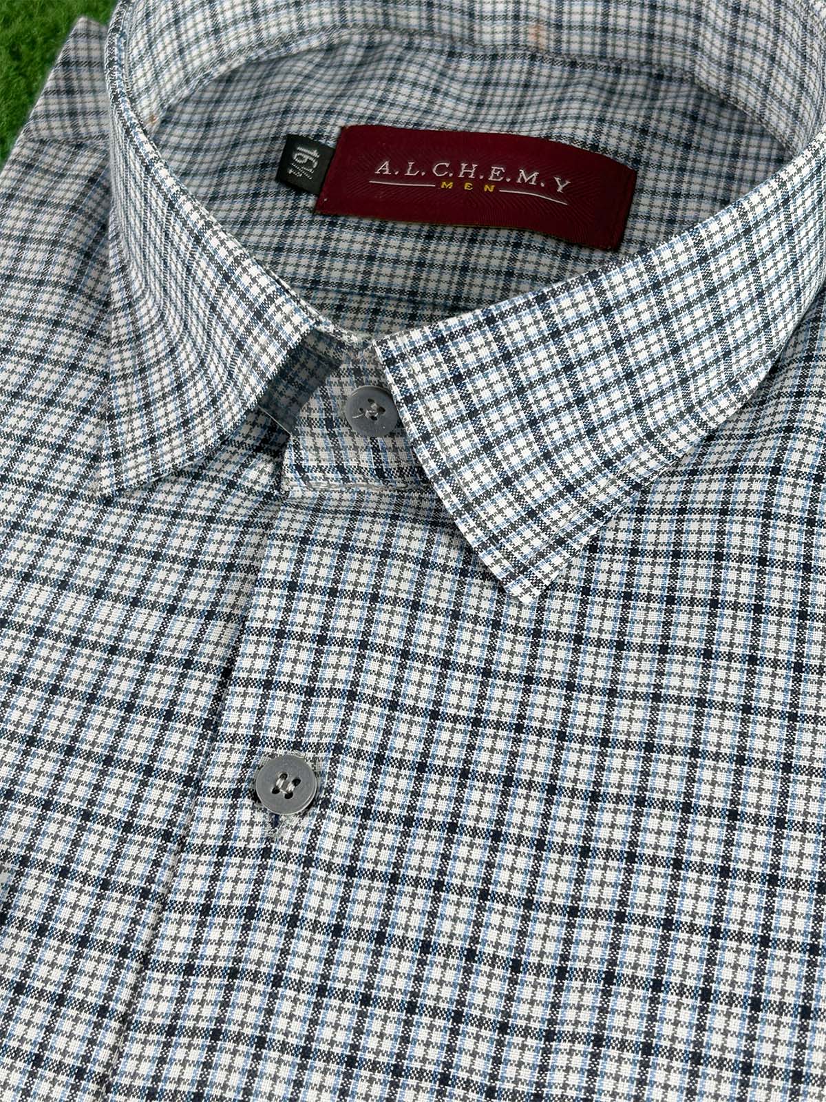 Blue Checks Formal Dress Shirt For Men MFS389