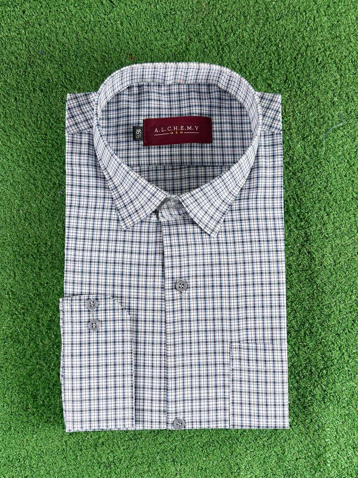 Blue Checks Formal Dress Shirt For Men MFS389