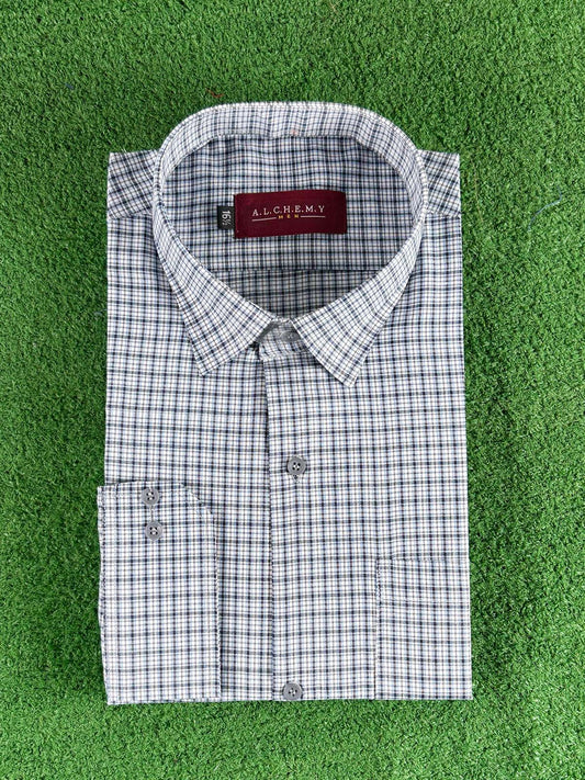 Blue Checks Formal Dress Shirt For Men MFS389