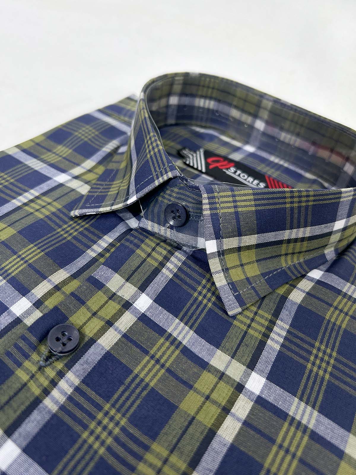 G Blue Checks Formal Dress Shirt For Men MFS385