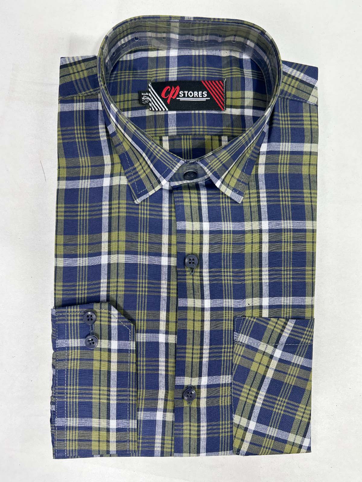 G Blue Checks Formal Dress Shirt For Men MFS385