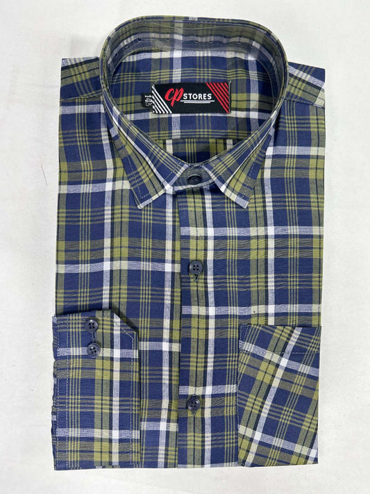 G Blue Checks Formal Dress Shirt For Men MFS385