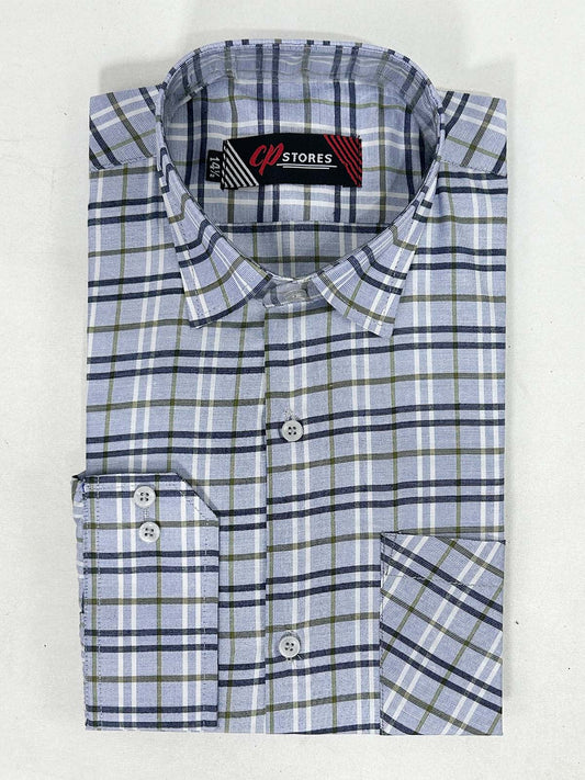 Grey Checks Formal Dress Shirt For Men MFS386