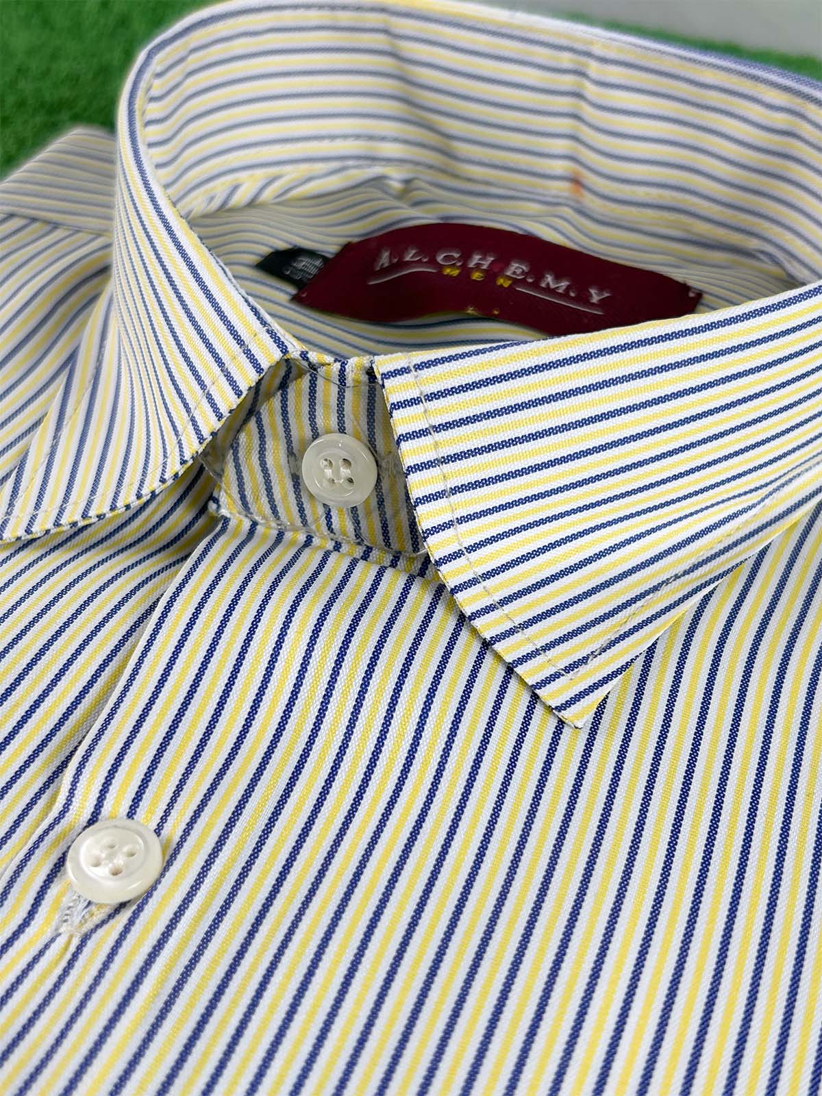 Yellow Lines Formal Dress Shirt For Men MFS387